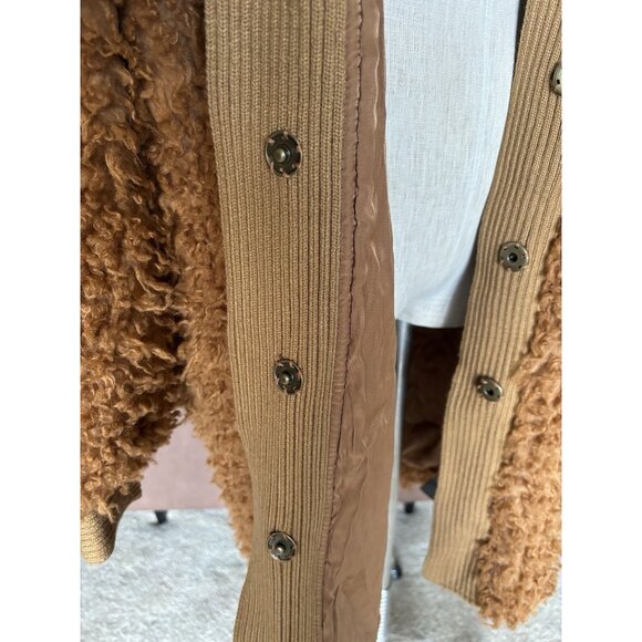 FREE PEOPLE Long Faux Mongolian Fur Cardigan Sweater Coat Coatigan Size S Shag - Picture 8 of 16